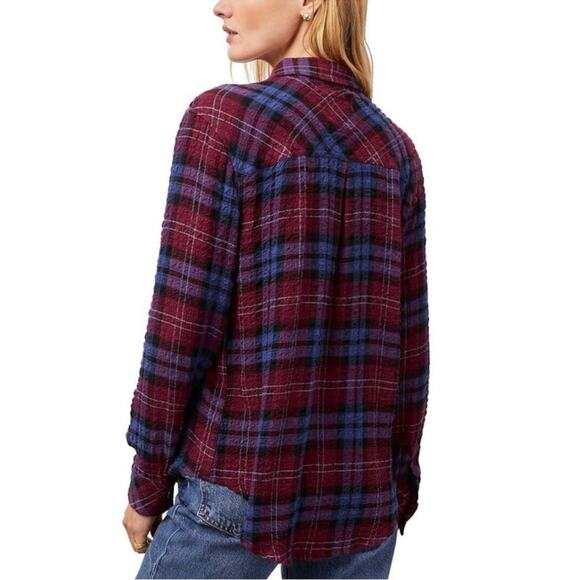 Rails Brady Button Down Shirt Mulberry Teal Blue M - Picture 4 of 12